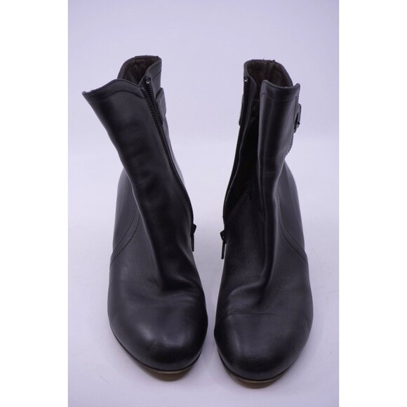 AGL Womens Sz 7.5 Himena Buckle Strap Ankle Boot Bootie 37.5 Black Nappa Leather - Picture 2 of 6